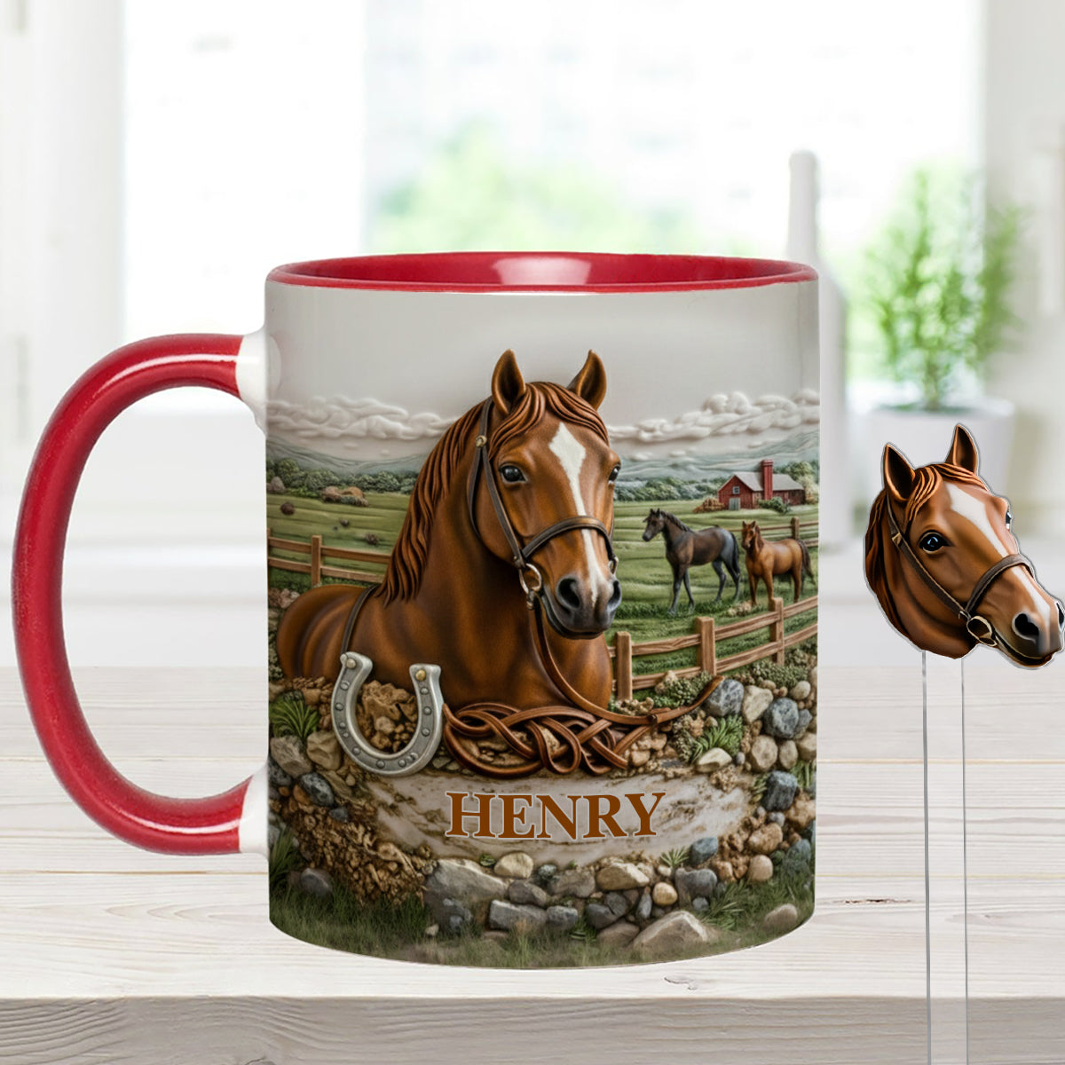 Horse Lover Gift - Personalized Horse Set Accent Mug with Acrylic Stirres