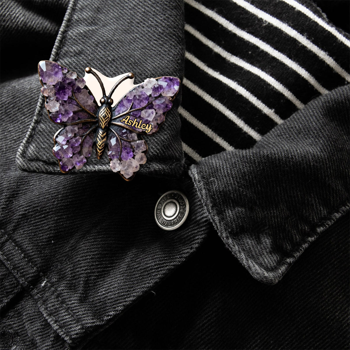 Amethyst/ Pearl/ Diamond Styled Butterfly - Personalized Butterfly Pin
