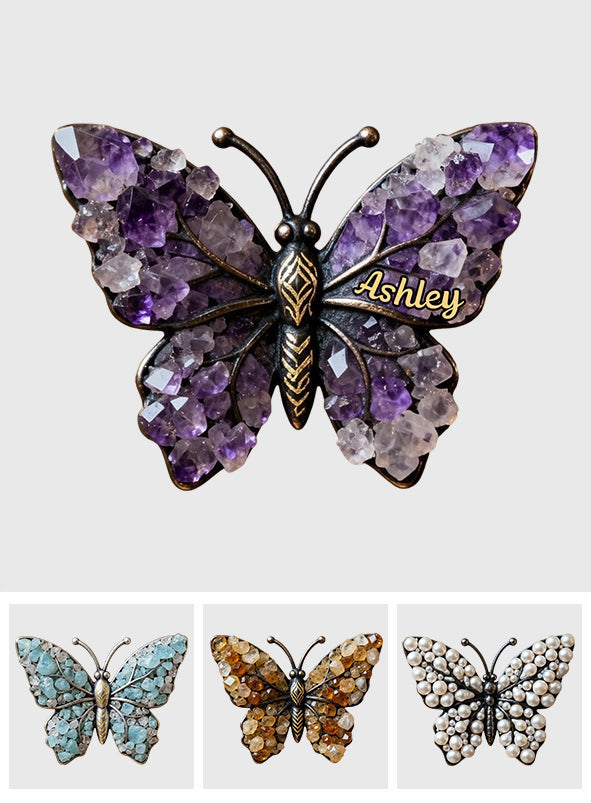 Amethyst/ Pearl/ Diamond Styled Butterfly - Personalized Butterfly Pin