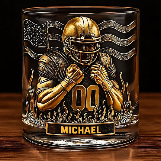 Whiskey & American Football - Personalized Football Whiskey Glass