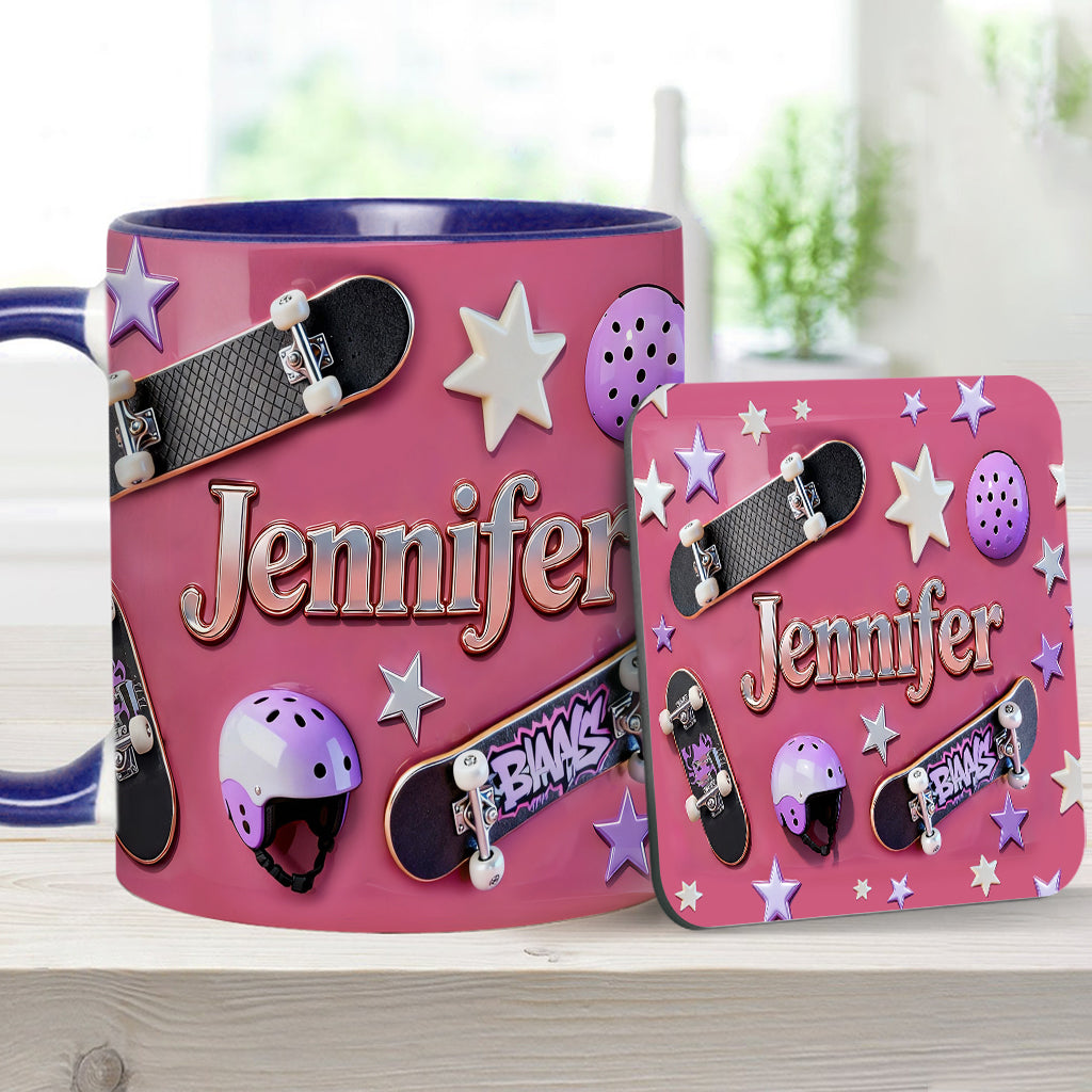 Love Skateboarding - Personalized Skateboarding Accent Mug & Coaster