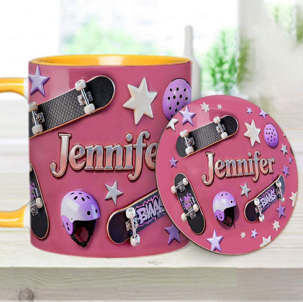 Love Skateboarding - Personalized Skateboarding Accent Mug & Coaster