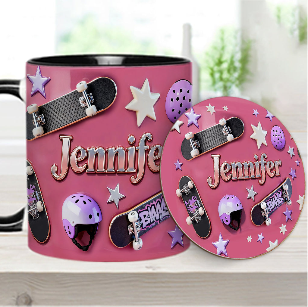 Love Skateboarding - Personalized Skateboarding Accent Mug & Coaster