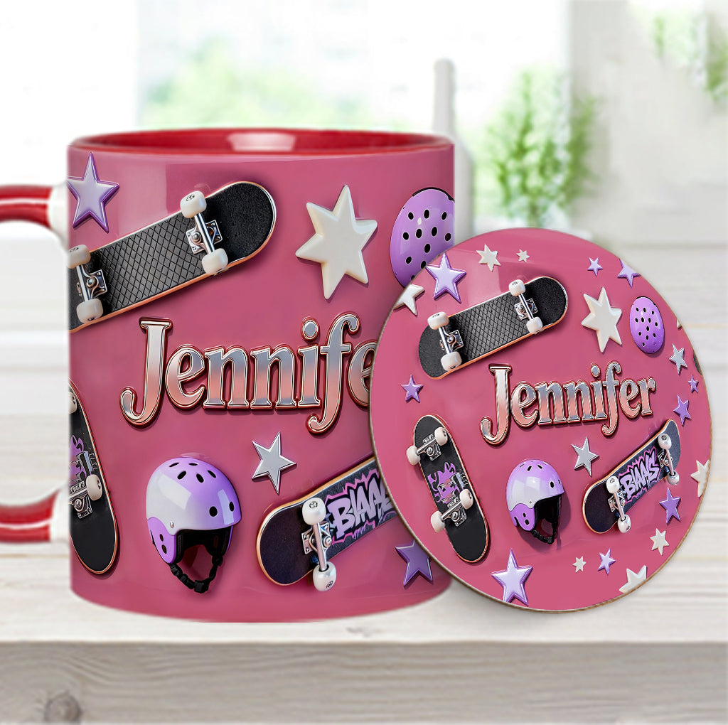 Love Skateboarding - Personalized Skateboarding Accent Mug & Coaster