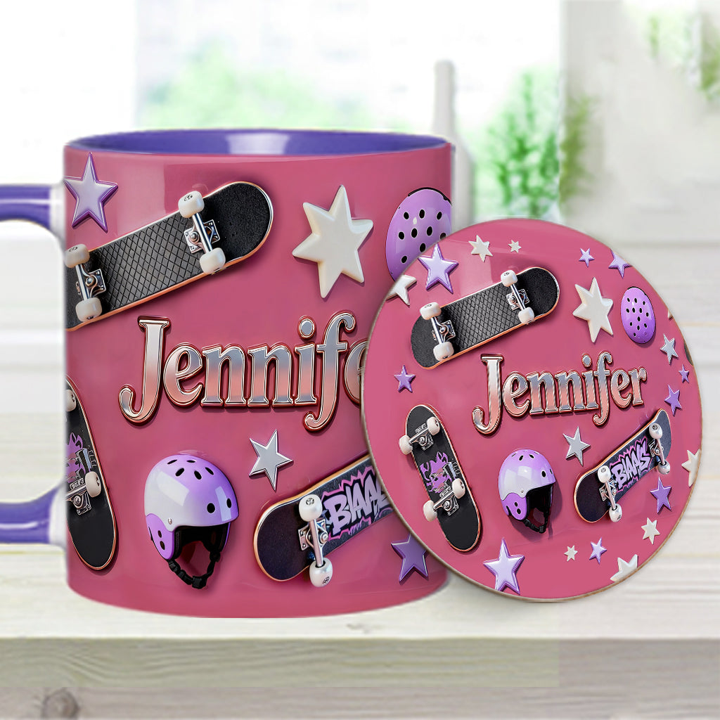 Love Skateboarding - Personalized Skateboarding Accent Mug & Coaster