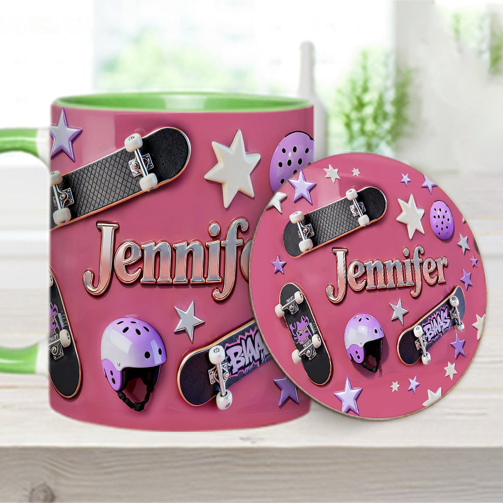 Love Skateboarding - Personalized Skateboarding Accent Mug & Coaster