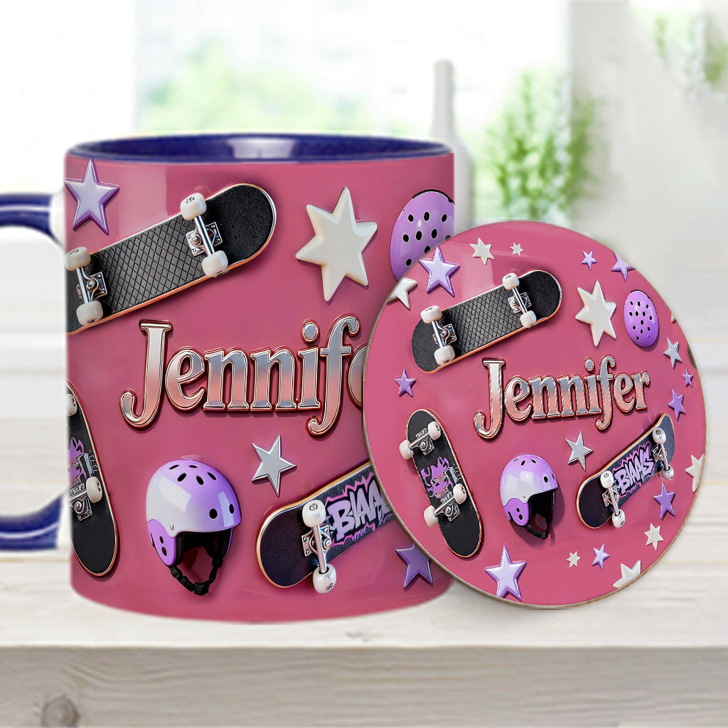 Love Skateboarding - Personalized Skateboarding Accent Mug & Coaster