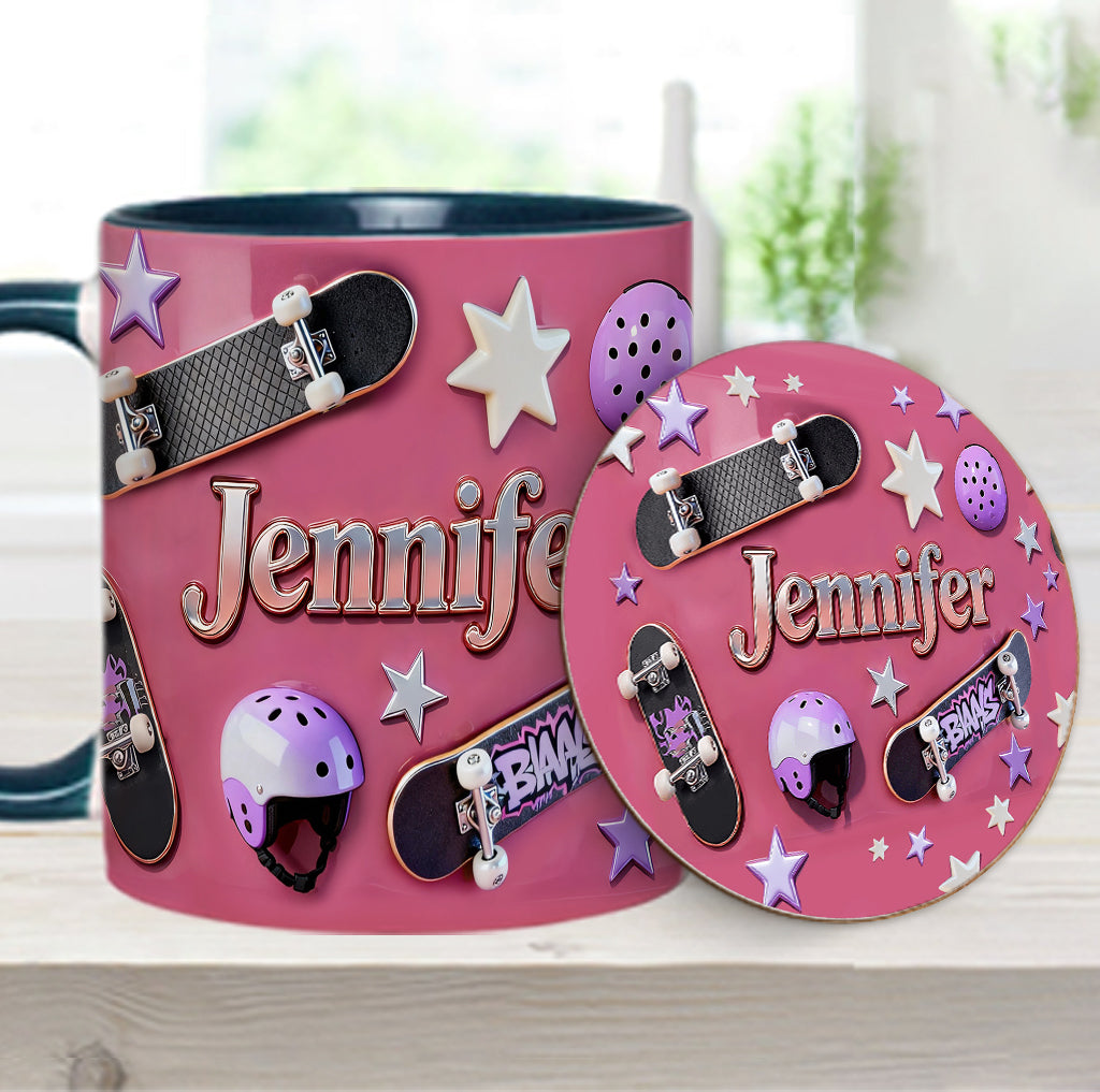 Love Skateboarding - Personalized Skateboarding Accent Mug & Coaster