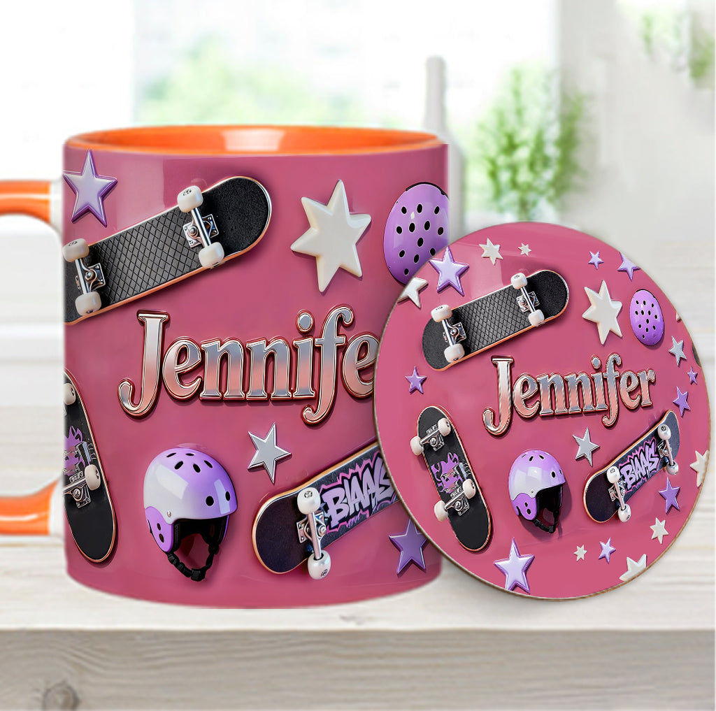 Love Skateboarding - Personalized Skateboarding Accent Mug & Coaster