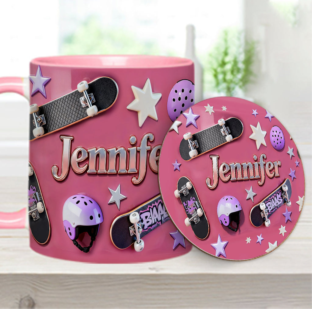 Love Skateboarding - Personalized Skateboarding Accent Mug & Coaster