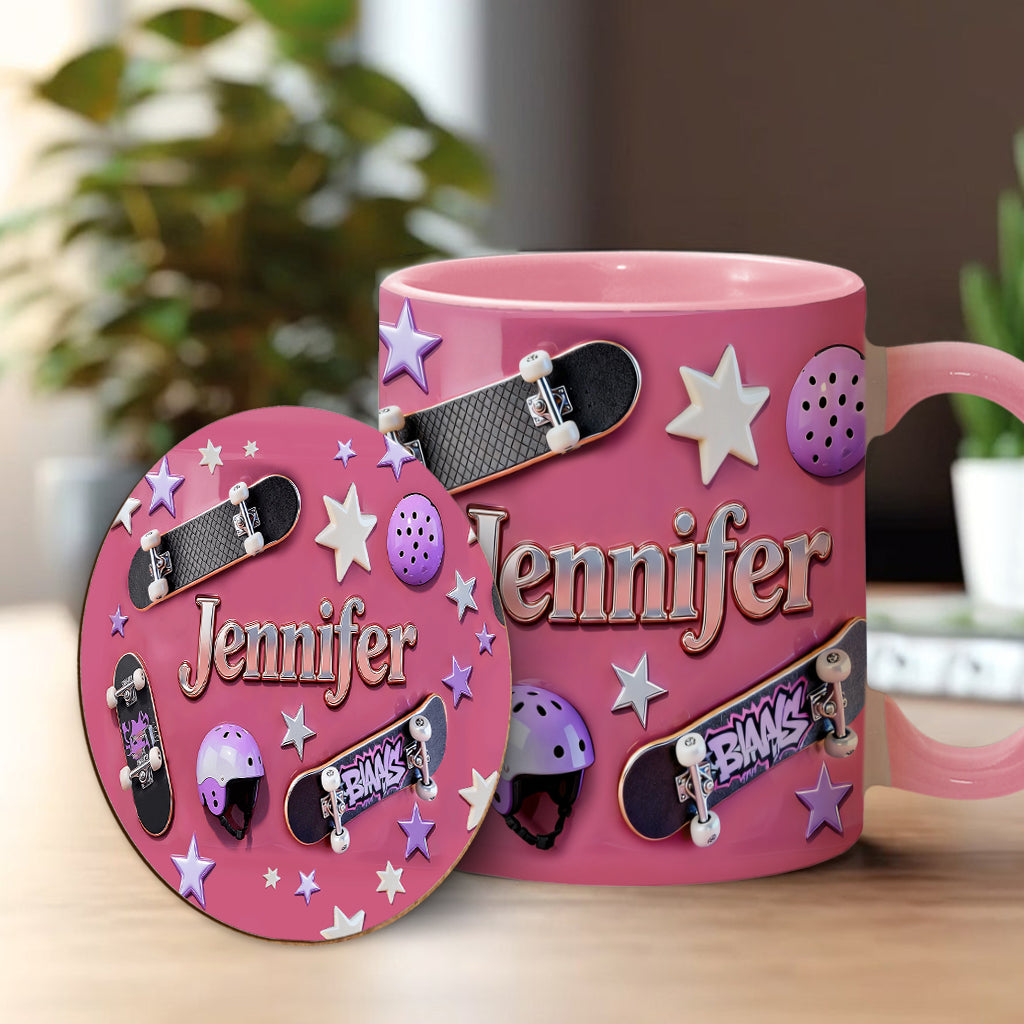 Love Skateboarding - Personalized Skateboarding Accent Mug & Coaster