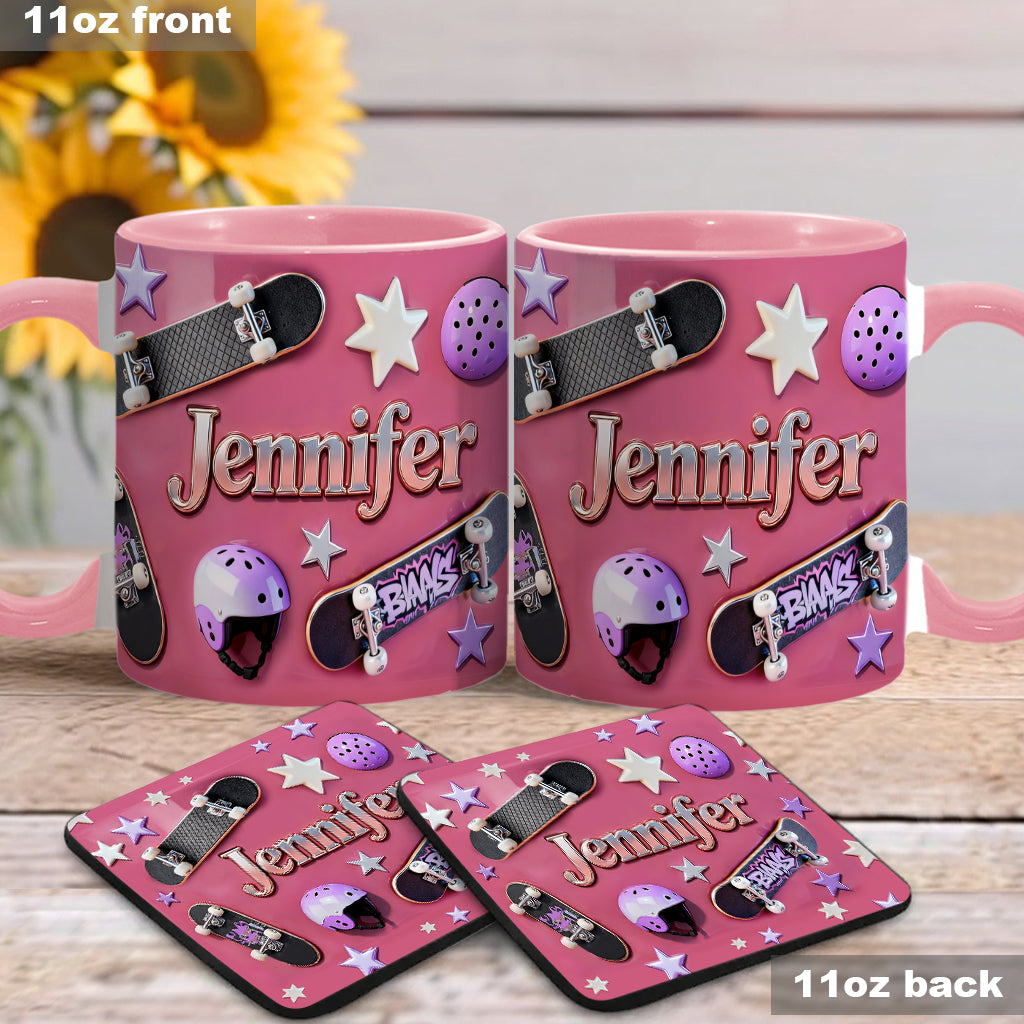 Love Skateboarding - Personalized Skateboarding Accent Mug & Coaster