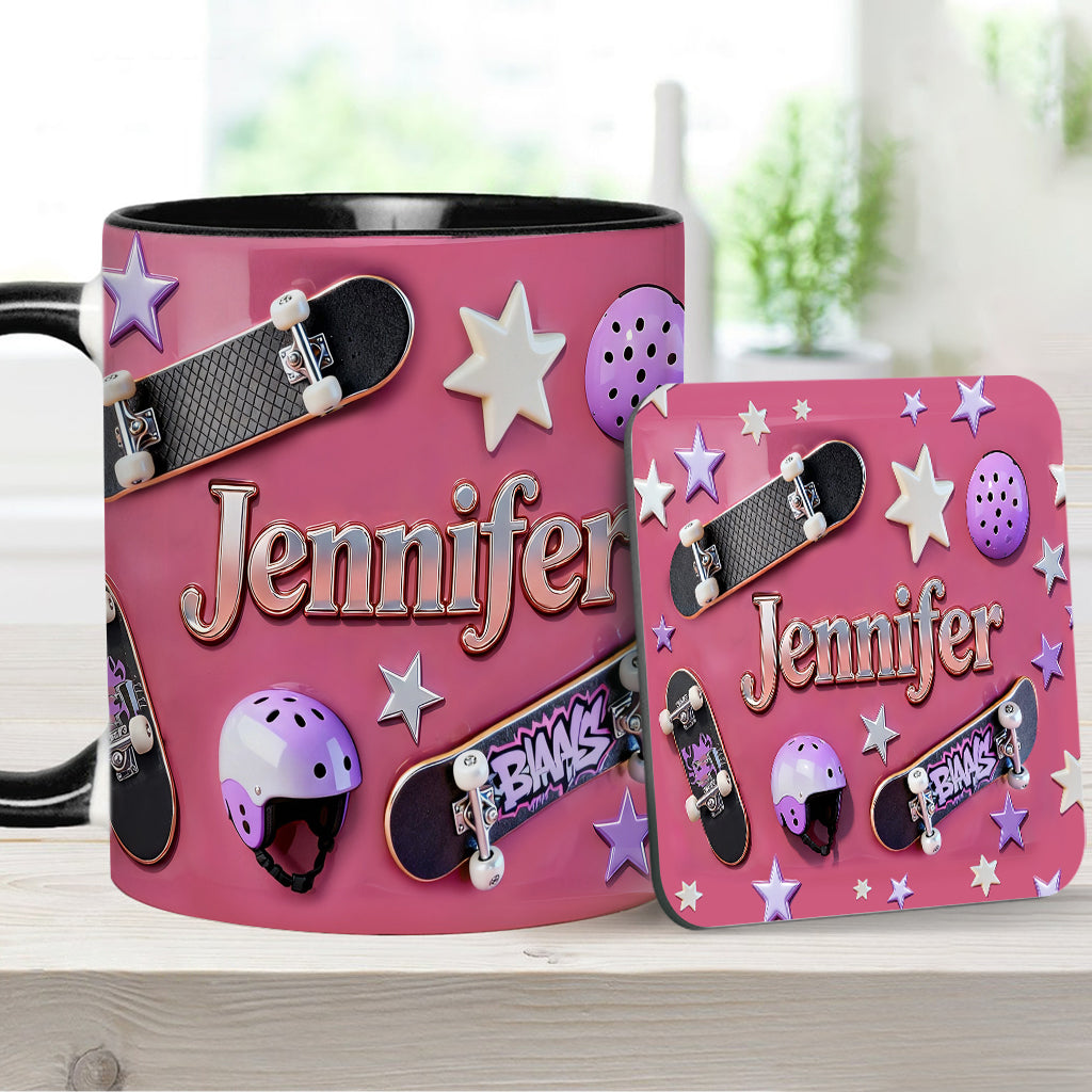 Love Skateboarding - Personalized Skateboarding Accent Mug & Coaster