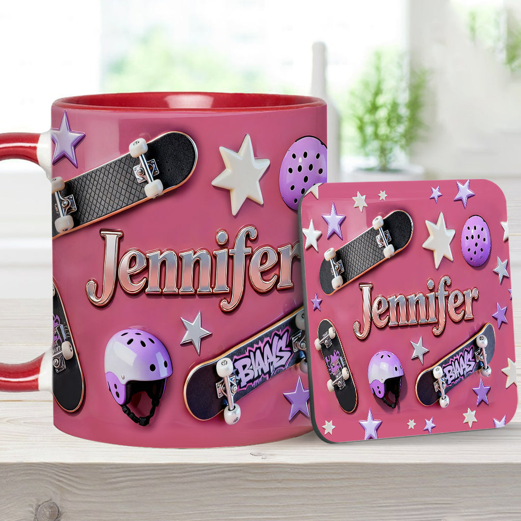 Love Skateboarding - Personalized Skateboarding Accent Mug & Coaster