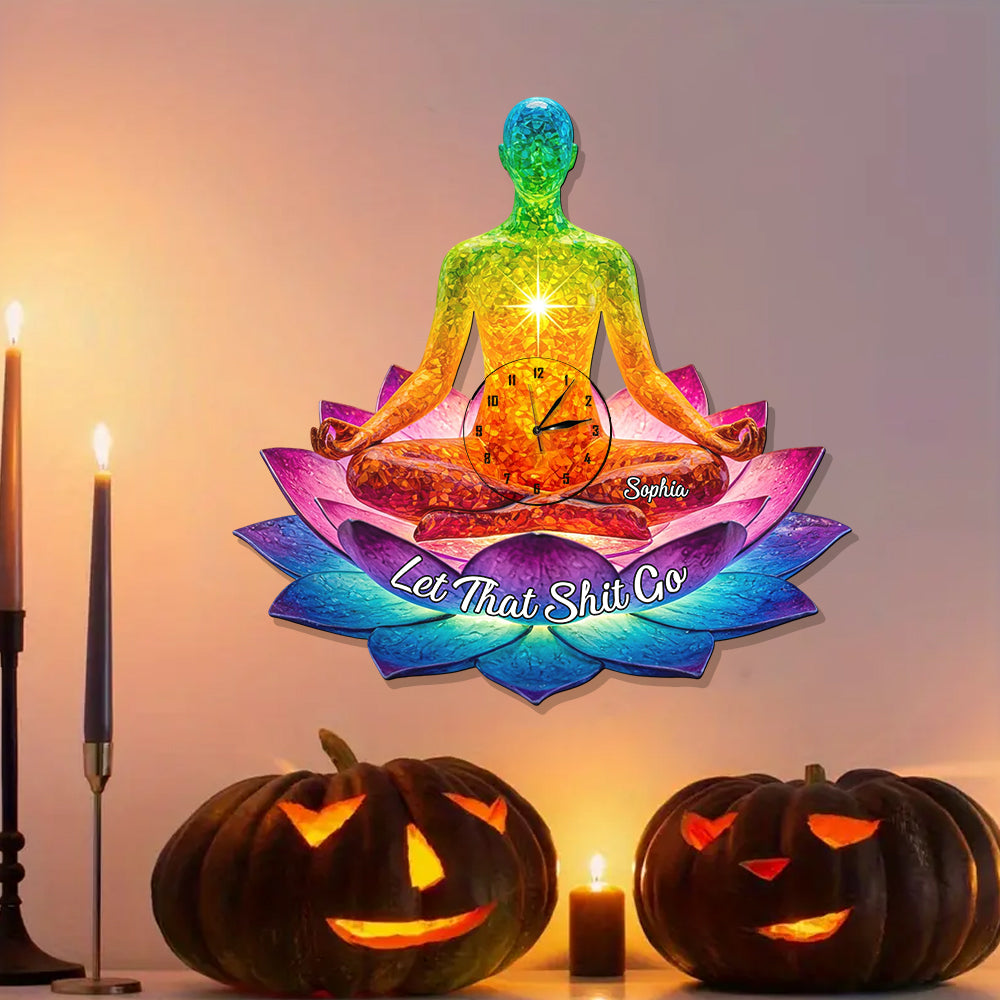 Let That Sht Go - Personalized Yoga LED Light Wall Clock