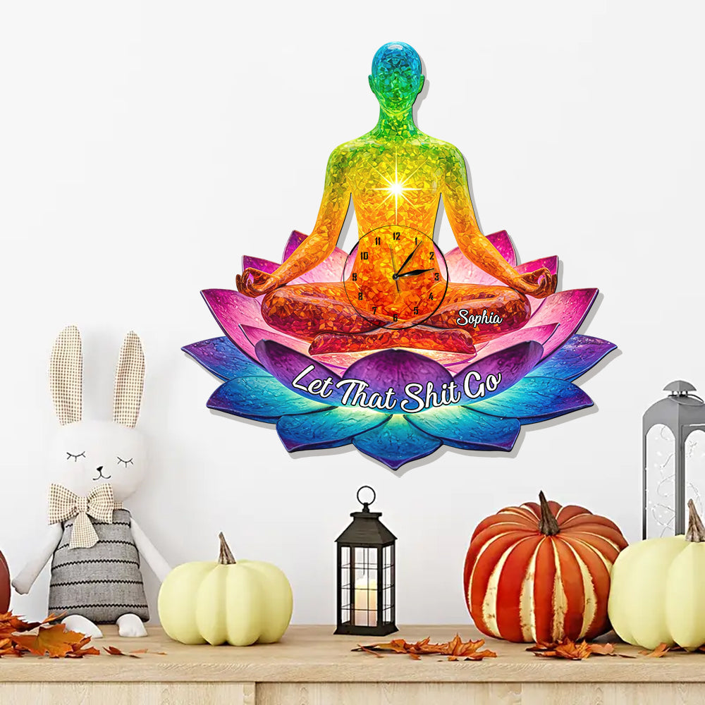 Let That Sht Go - Personalized Yoga LED Light Wall Clock