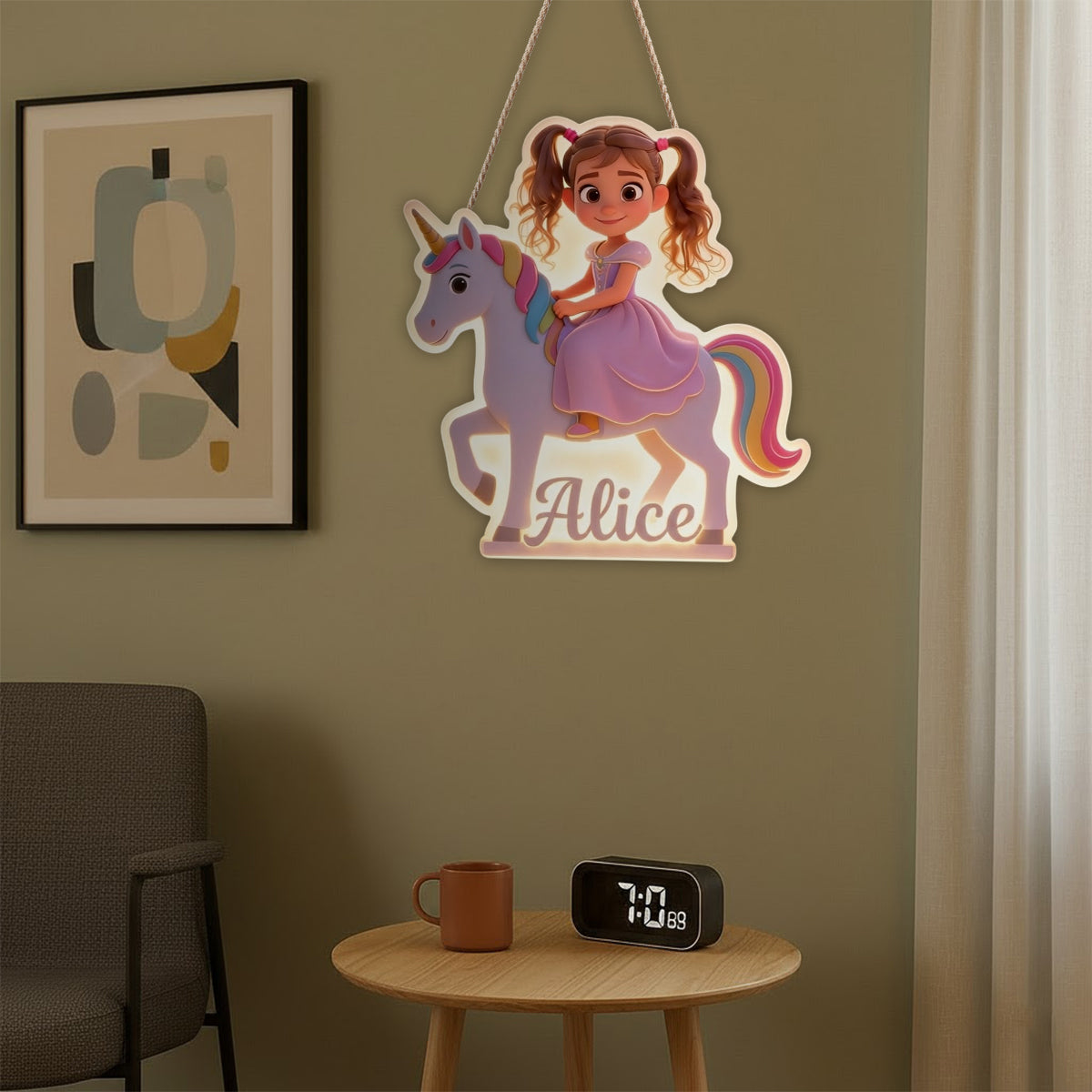 Custom Unicorn Princess From Photo - Personalized Kid LED Light Acrylic Sign