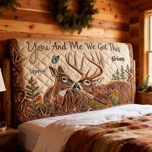 Deer Couple - Personalized Hunting Headboard Slipcover