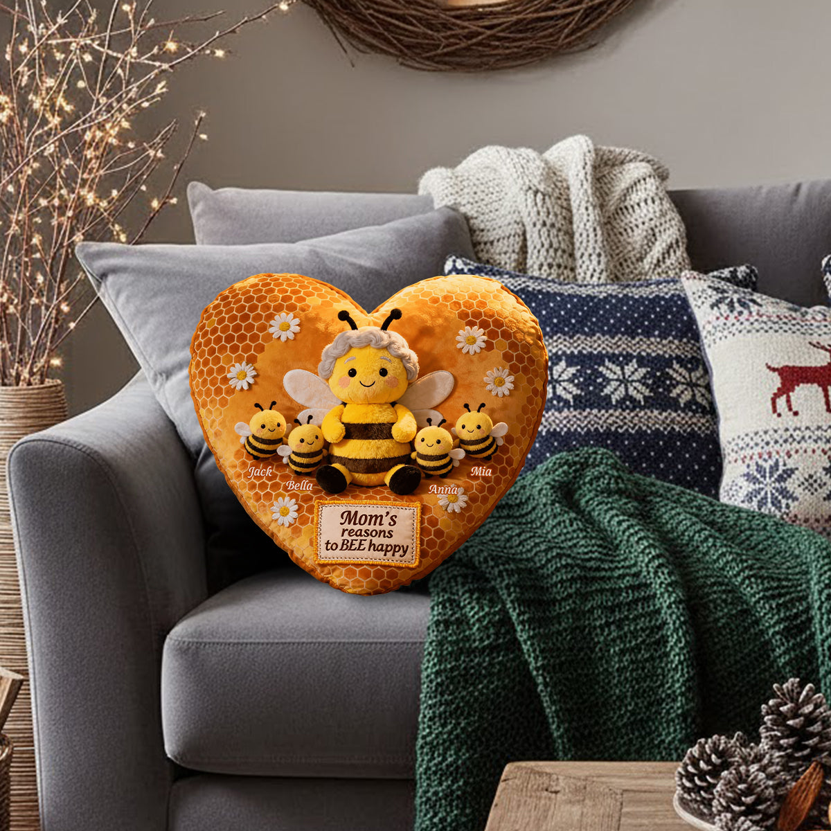 Perfect Gift For Mom, Grandma - Personalized Grandma Faux Fur Shaped Pillow