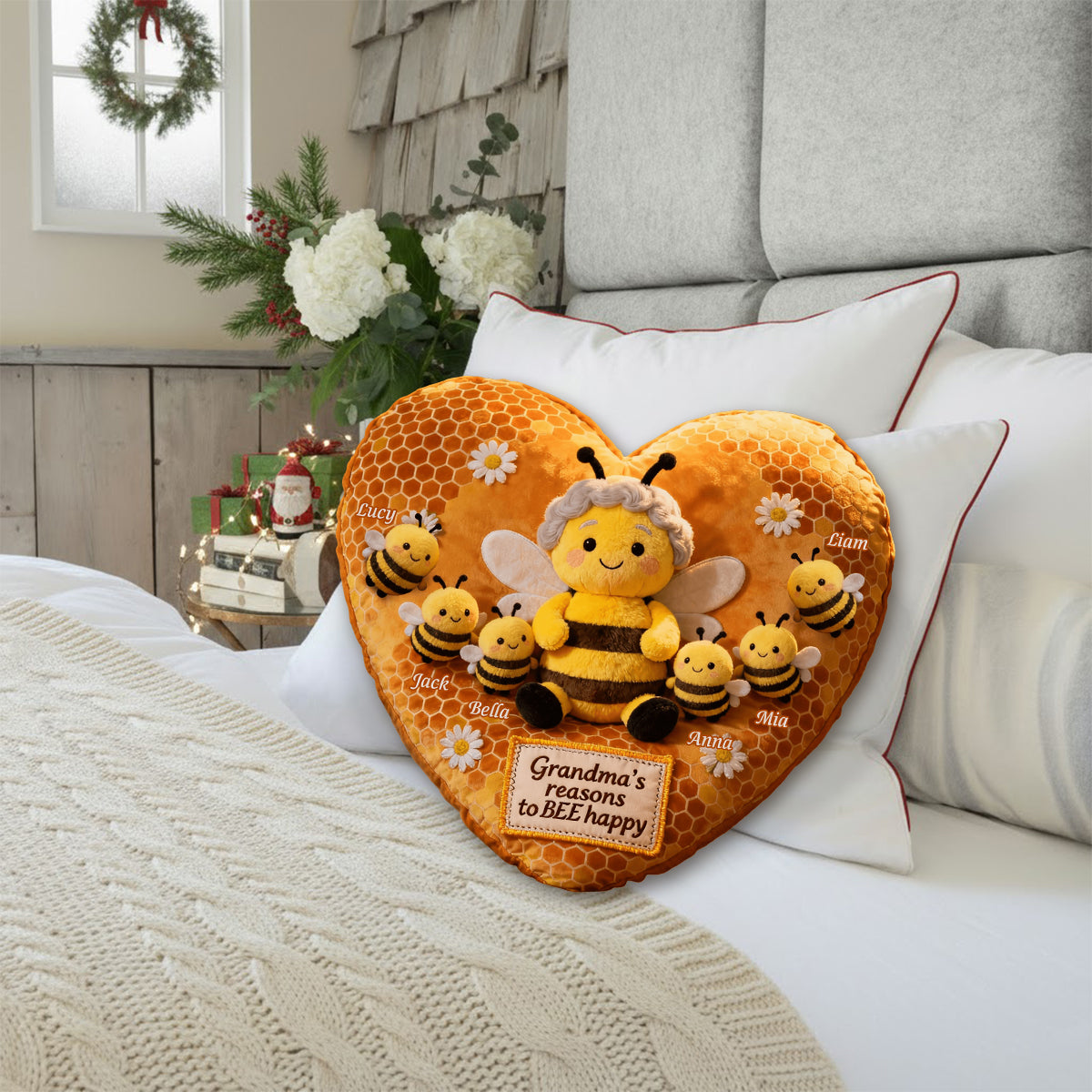 Perfect Gift For Mom, Grandma - Personalized Grandma Faux Fur Shaped Pillow