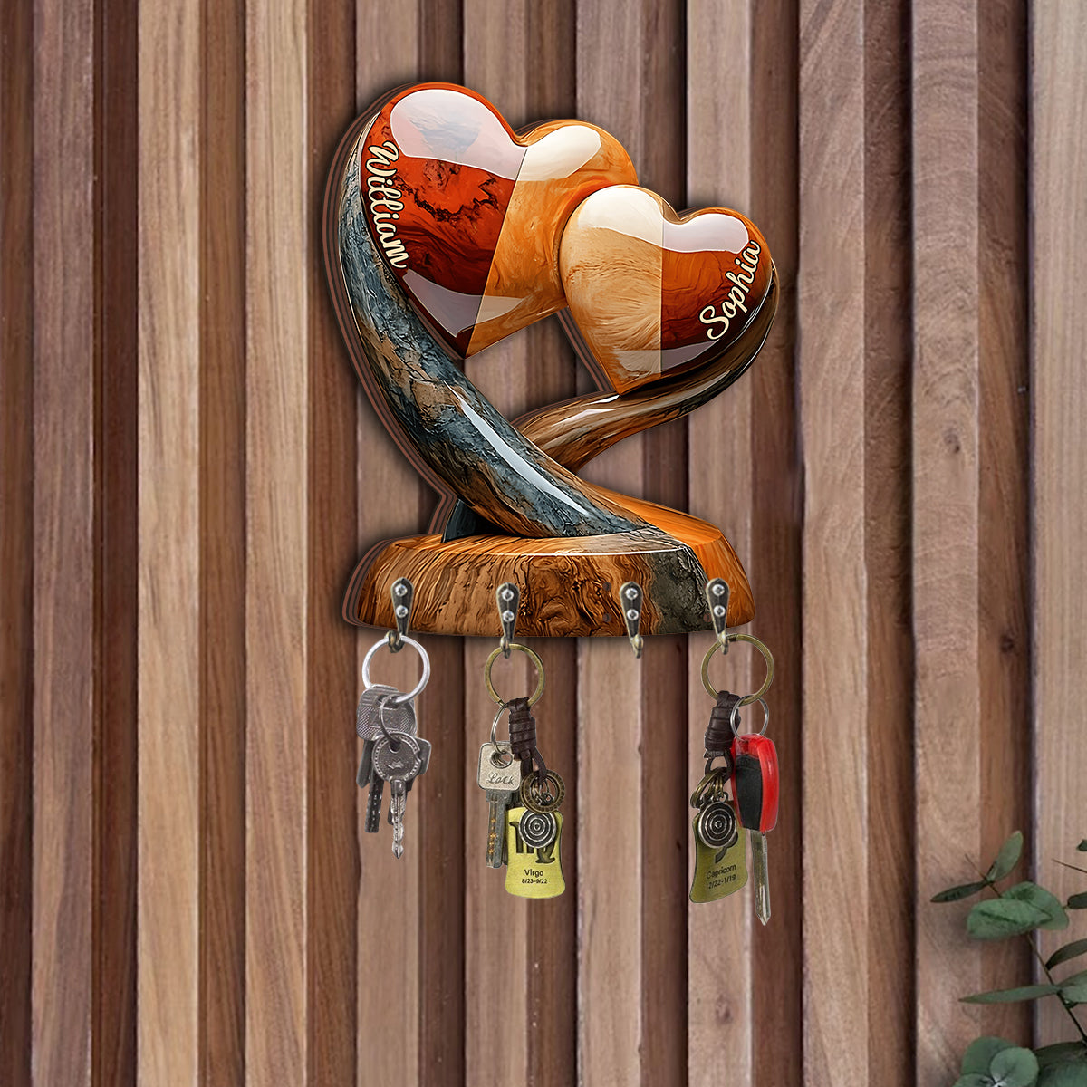 Home Sweet Home - Personalized Couple Custom Shaped Key Rack