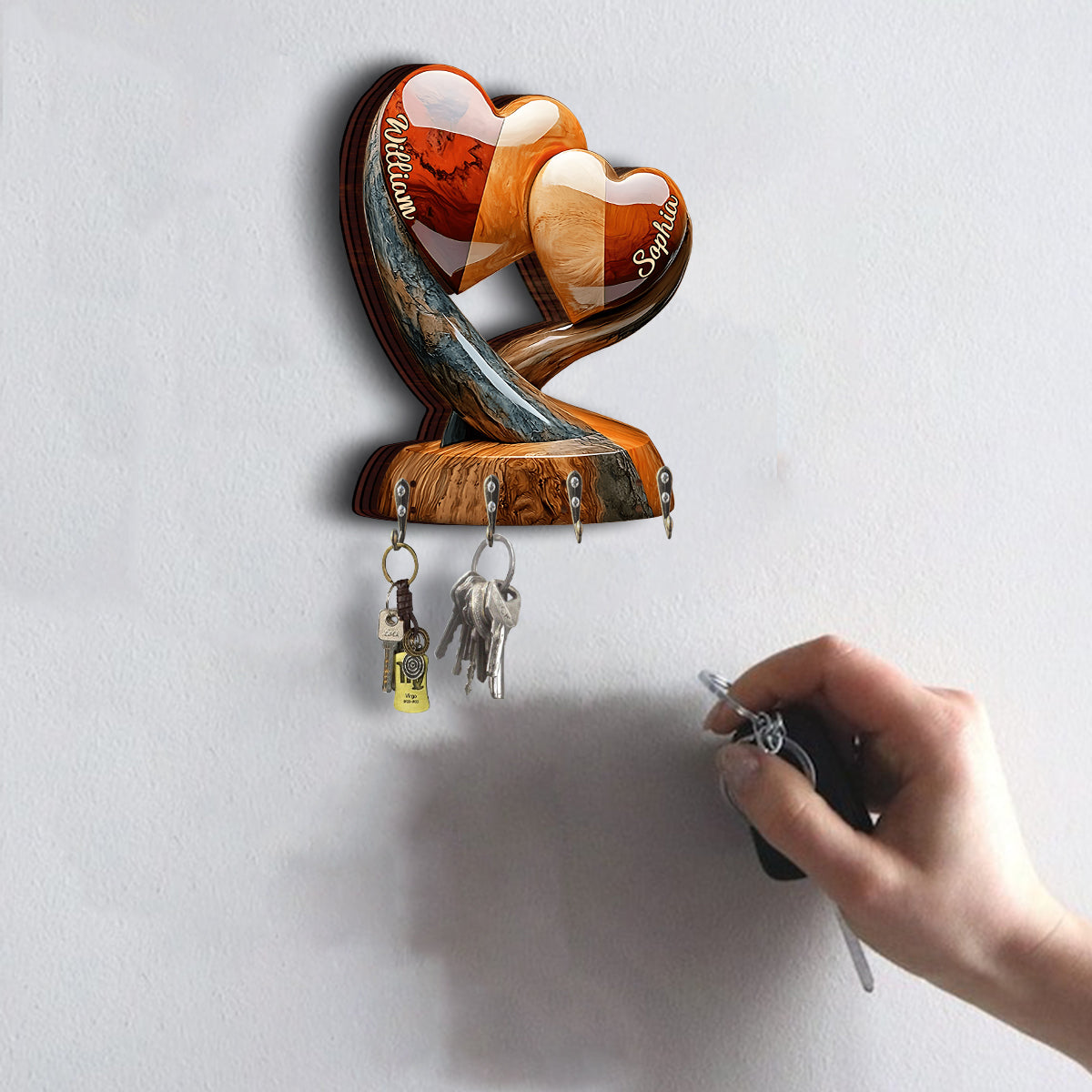 Home Sweet Home - Personalized Couple Custom Shaped Key Rack