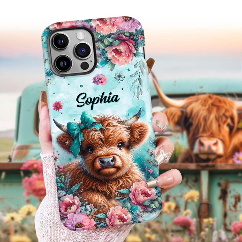 Baby Highland Cow - Personalized Highland Cow Full Print Phone Case