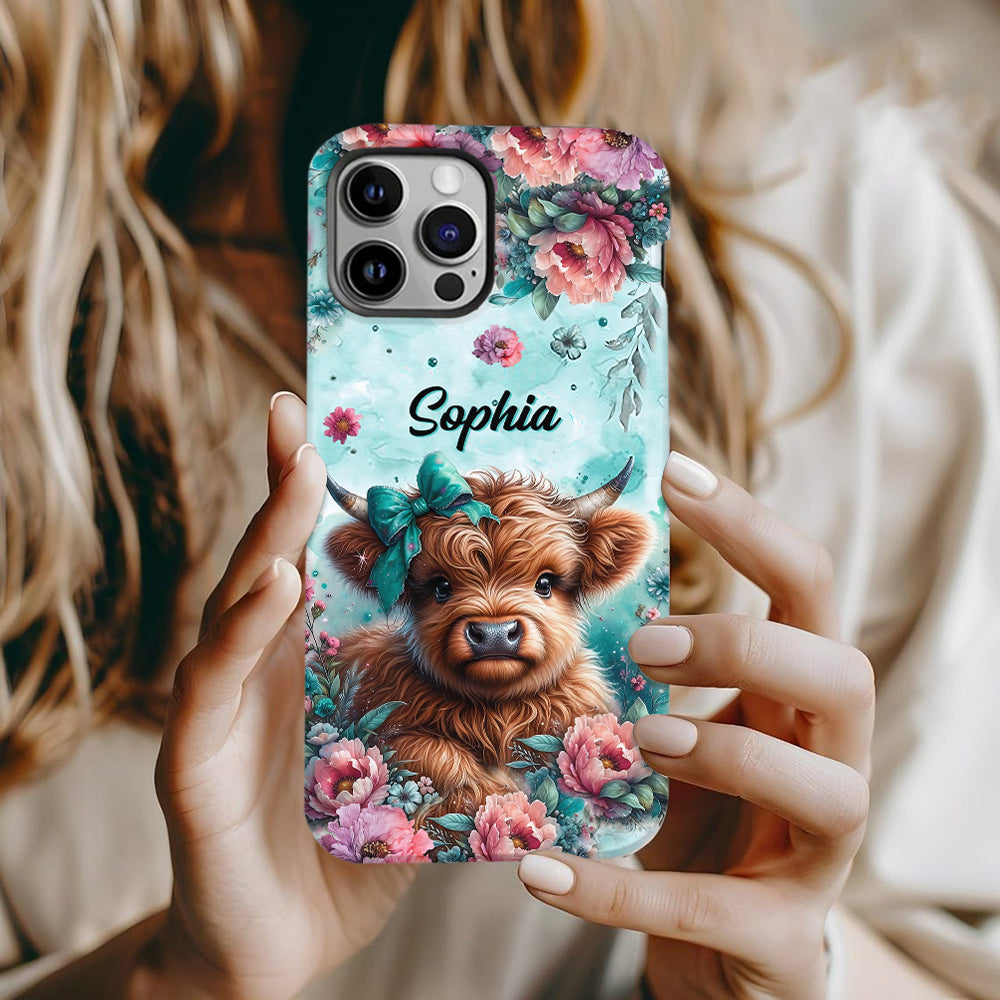Baby Highland Cow - Personalized Highland Cow Full Print Phone Case