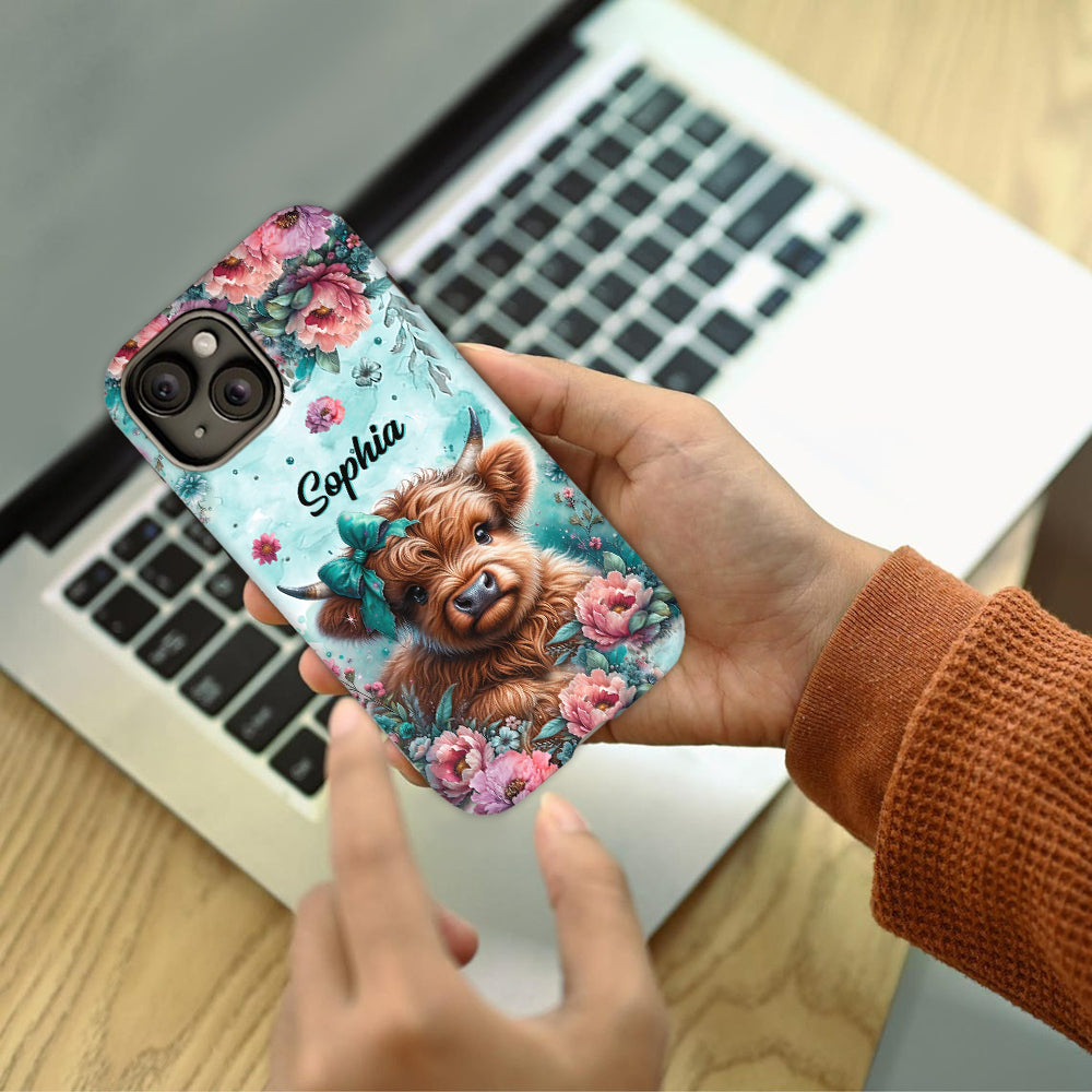 Baby Highland Cow - Personalized Highland Cow Full Print Phone Case