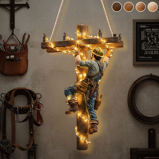 Keep The Light On - Personalized Lineman LED Light Acrylic Sign