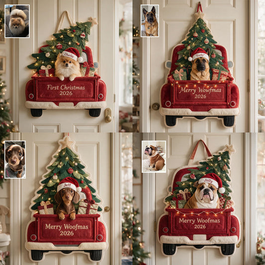 Merry Woofmas - Personalized Dog Quilted Door Hanger