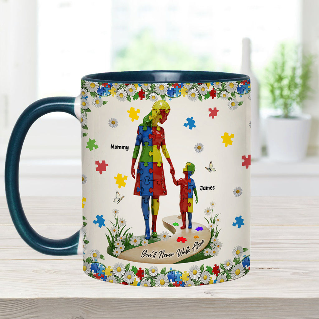 You'll Never Walk Alone - Personalized Autism Awareness Accent Mug