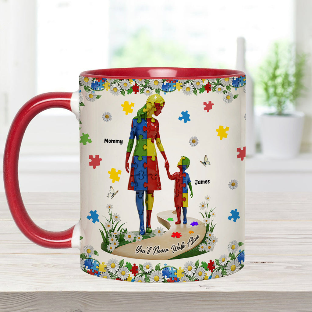You'll Never Walk Alone - Personalized Autism Awareness Accent Mug