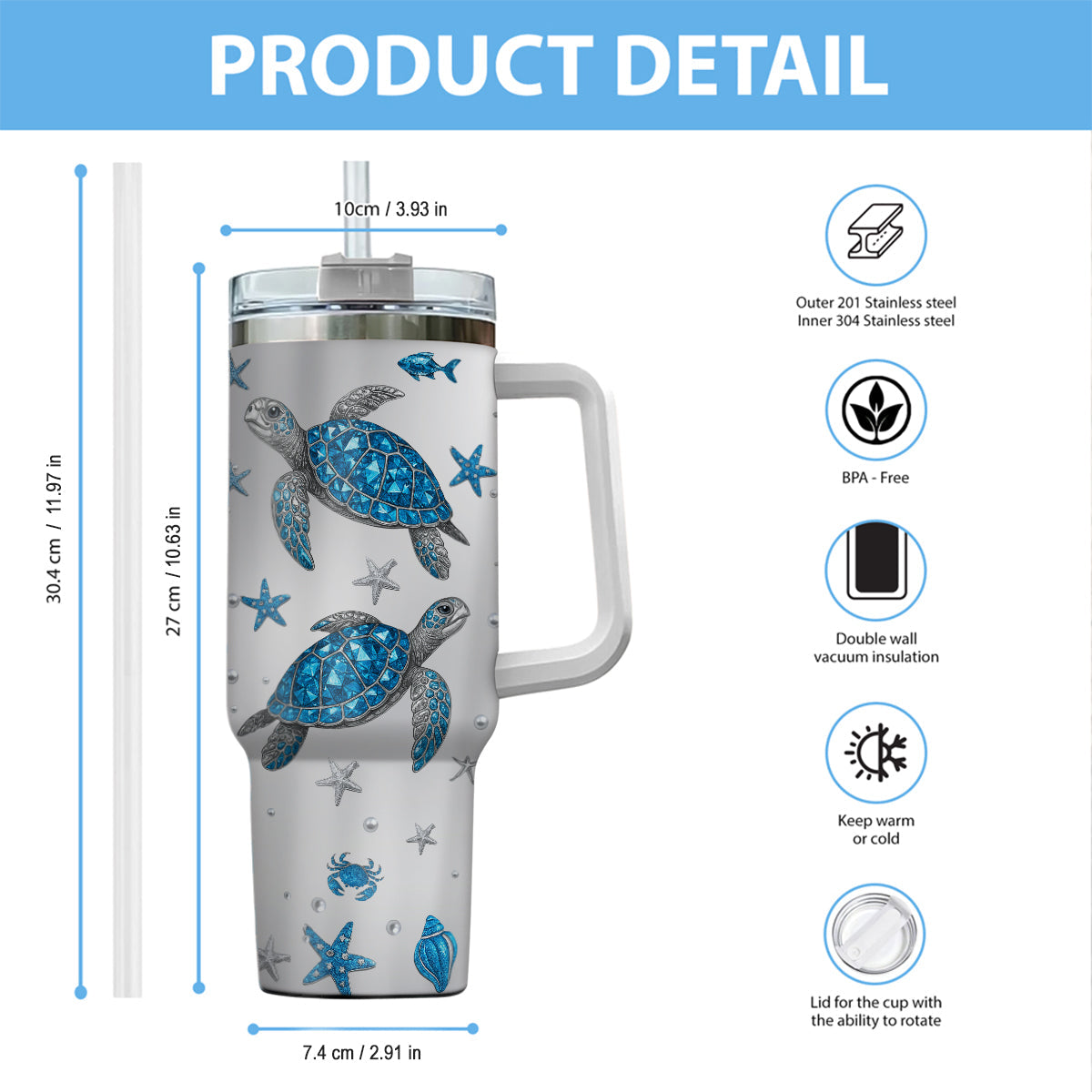 Just A Girl Who Loves Turtle - Personalized Turtle Tumbler With Handle