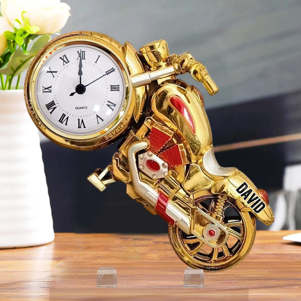 Time To Ride Motorcycle - Personalized Biker Acrylic Clock Plaque
