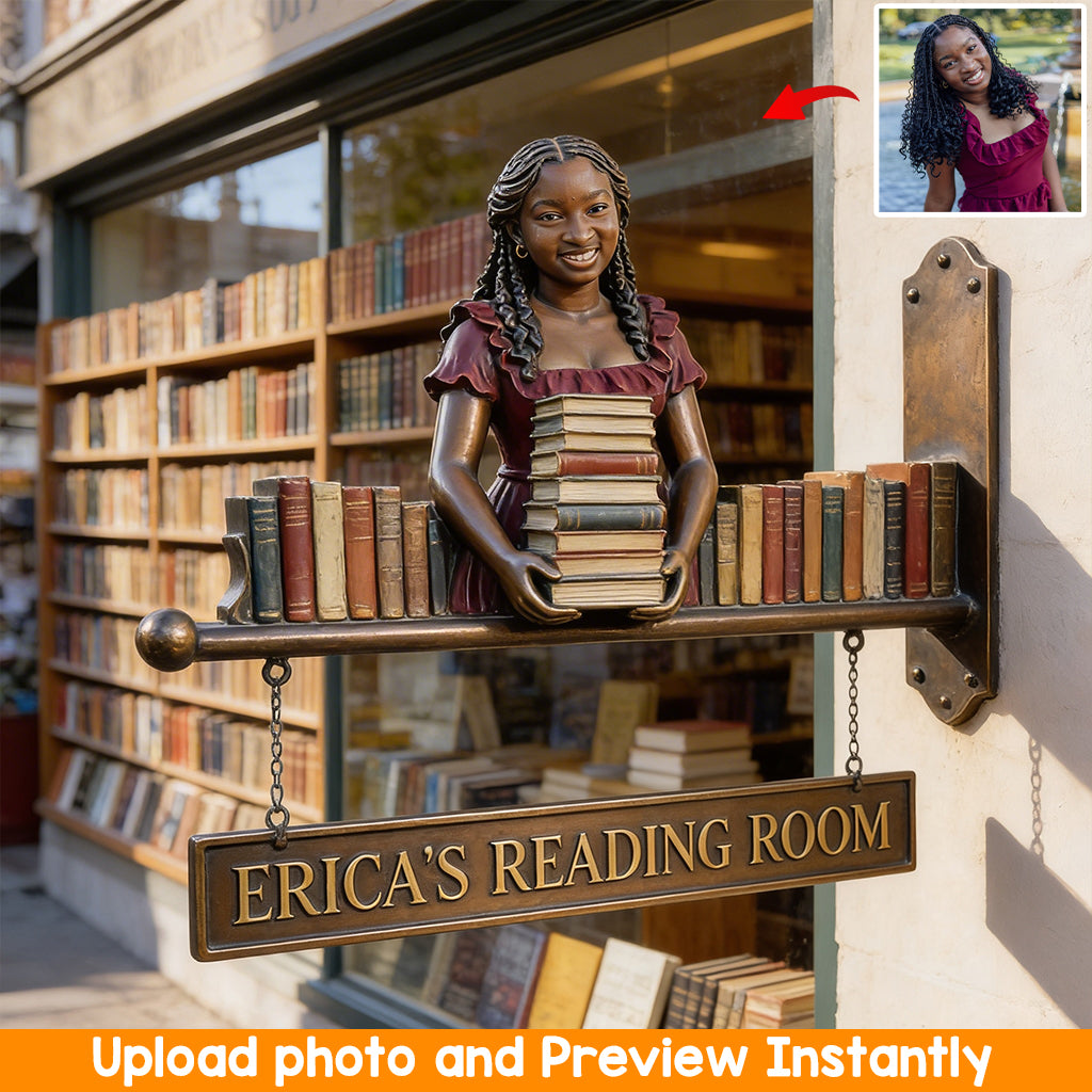 Custom Any Photo Book Lovers Bookstore/Library - Personalized Book Wooden Wall Mount Sign