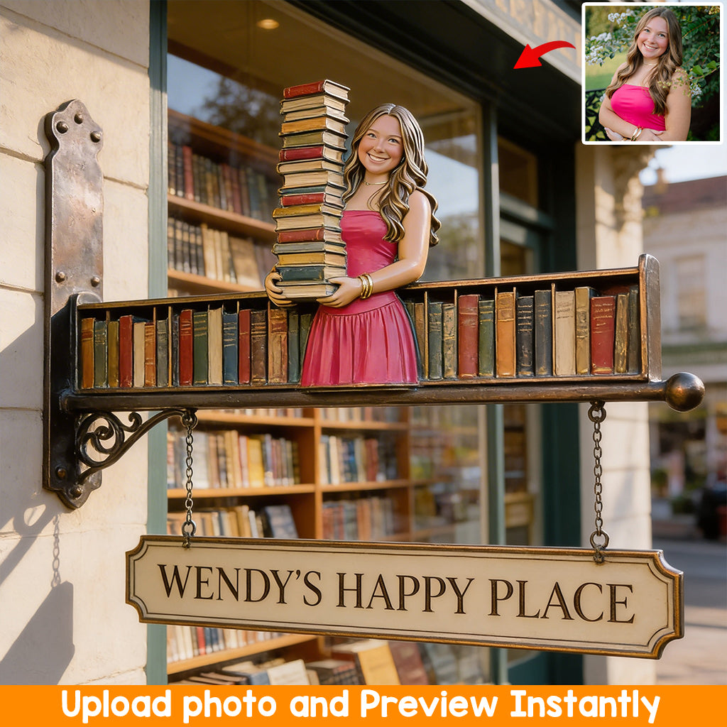 Custom Any Photo Book Lovers Bookstore/Library - Personalized Book Wooden Wall Mount Sign