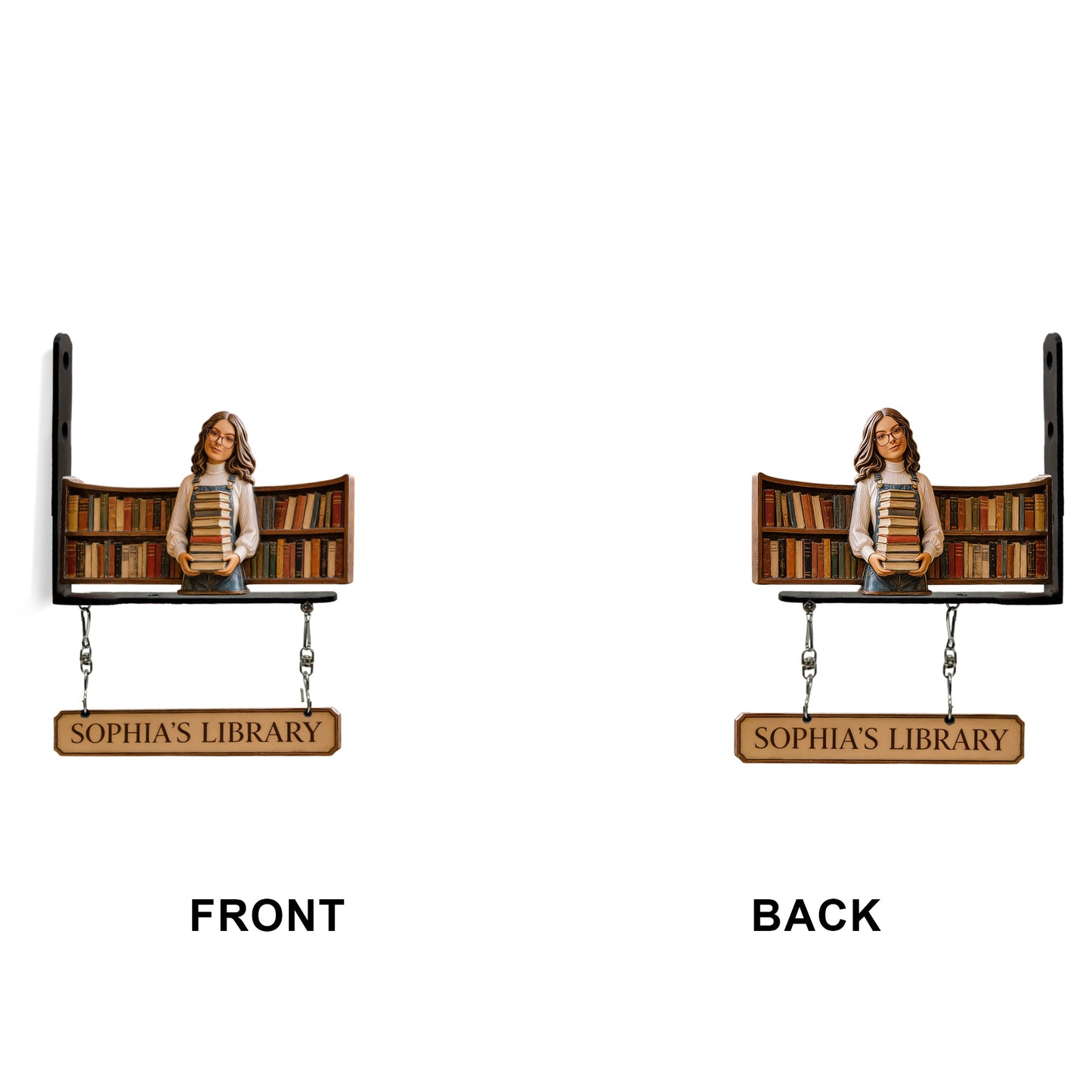 Custom Any Photo Book Lovers Bookstore/Library - Personalized Book Wooden Wall Mount Sign