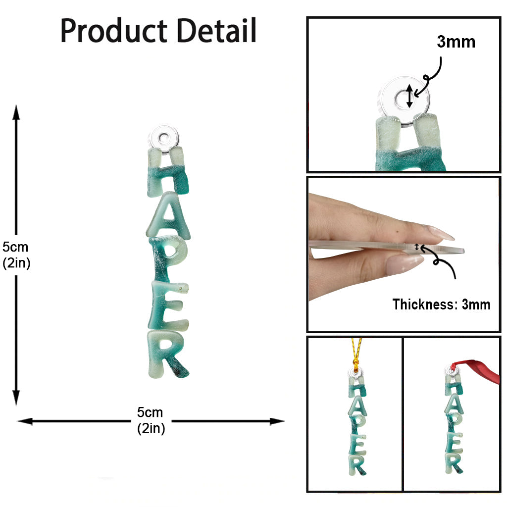 Sea Glass Alphabet, Name Ornament - Personalized Family Custom Shaped Ornament