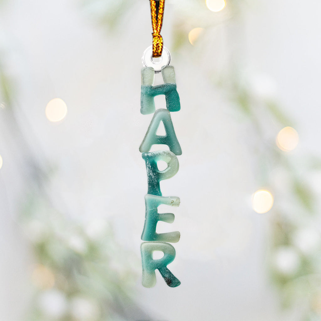 Sea Glass Alphabet, Name Ornament - Personalized Family Custom Shaped Ornament