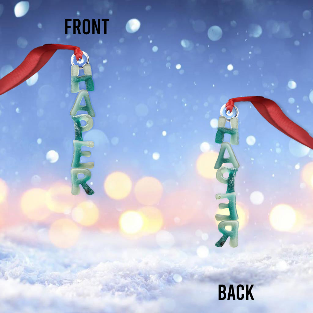 Sea Glass Alphabet, Name Ornament - Personalized Family Custom Shaped Ornament