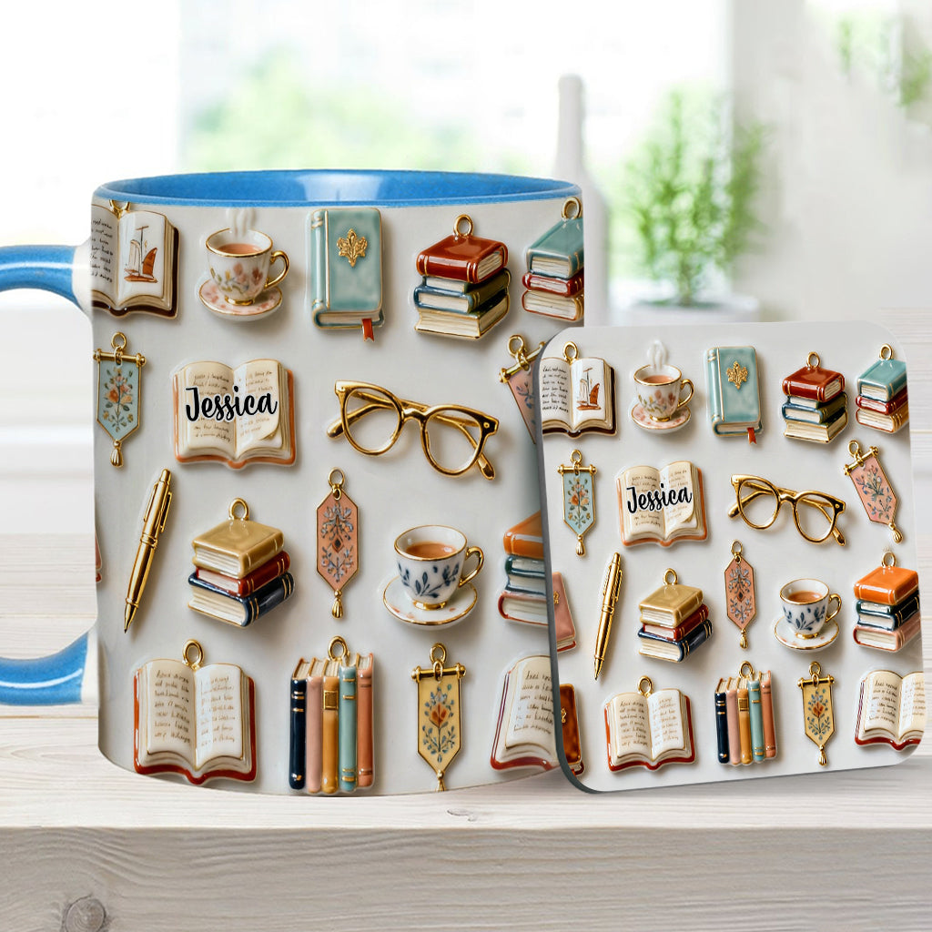 Just A Girl Who Loves Books - Personalized Book Accent Mug & Coaster