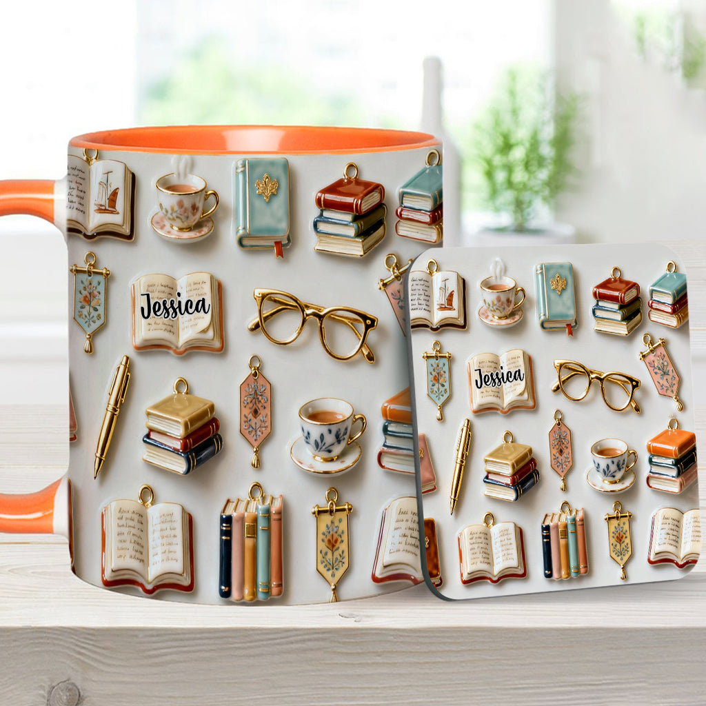 Just A Girl Who Loves Books - Personalized Book Accent Mug & Coaster