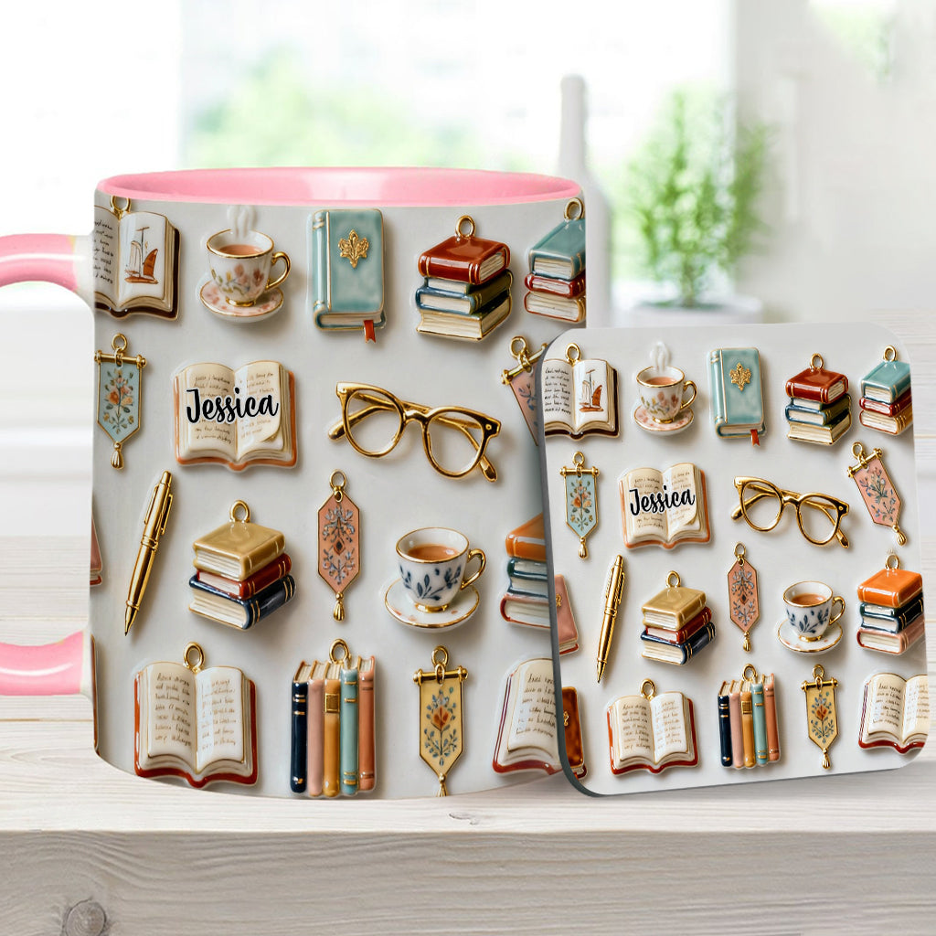 Just A Girl Who Loves Books - Personalized Book Accent Mug & Coaster