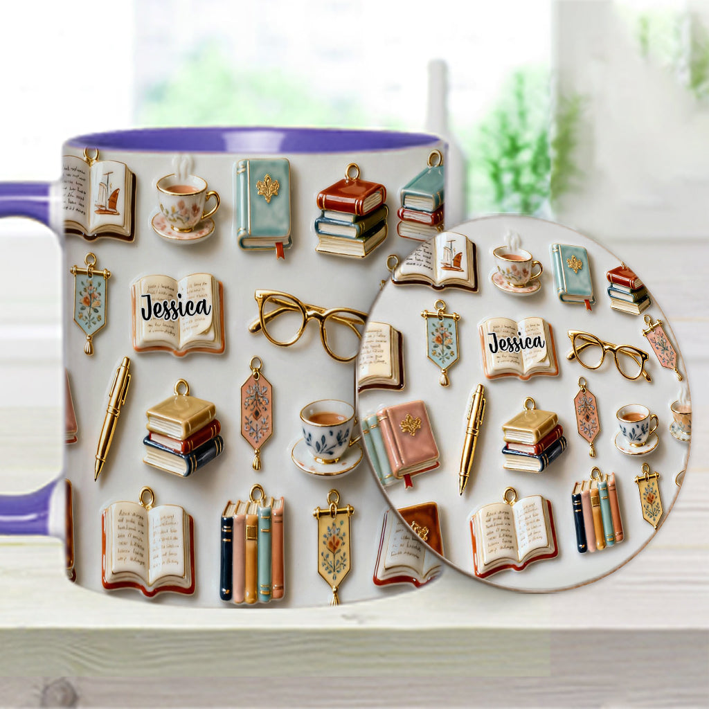 Just A Girl Who Loves Books - Personalized Book Accent Mug & Coaster
