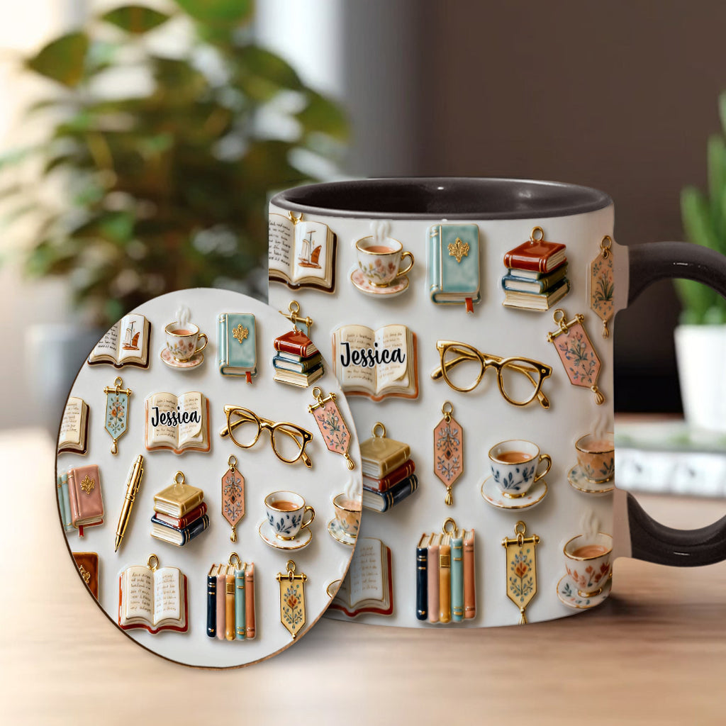 Just A Girl Who Loves Books - Personalized Book Accent Mug & Coaster