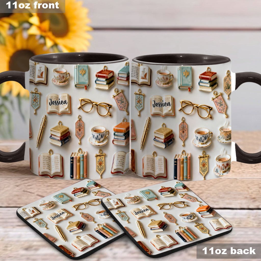 Just A Girl Who Loves Books - Personalized Book Accent Mug & Coaster