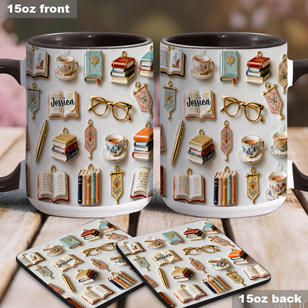 Just A Girl Who Loves Books - Personalized Book Accent Mug & Coaster
