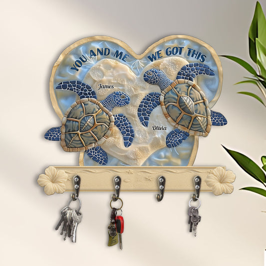 Couple Turtle You And Me - Personalized Turtle Custom Shaped Key Rack