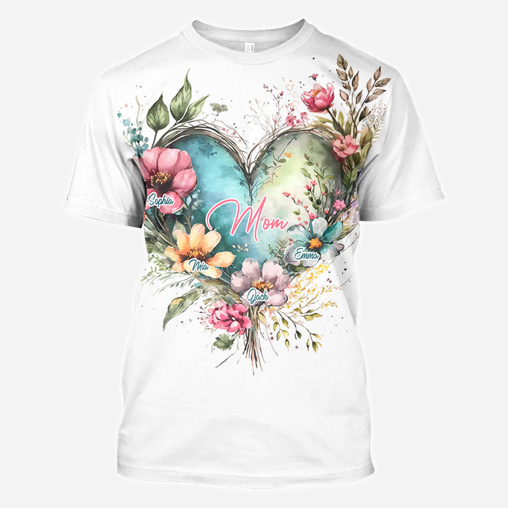 Mom's Grandma's Flowers - Personalized Mother All Over Shirt